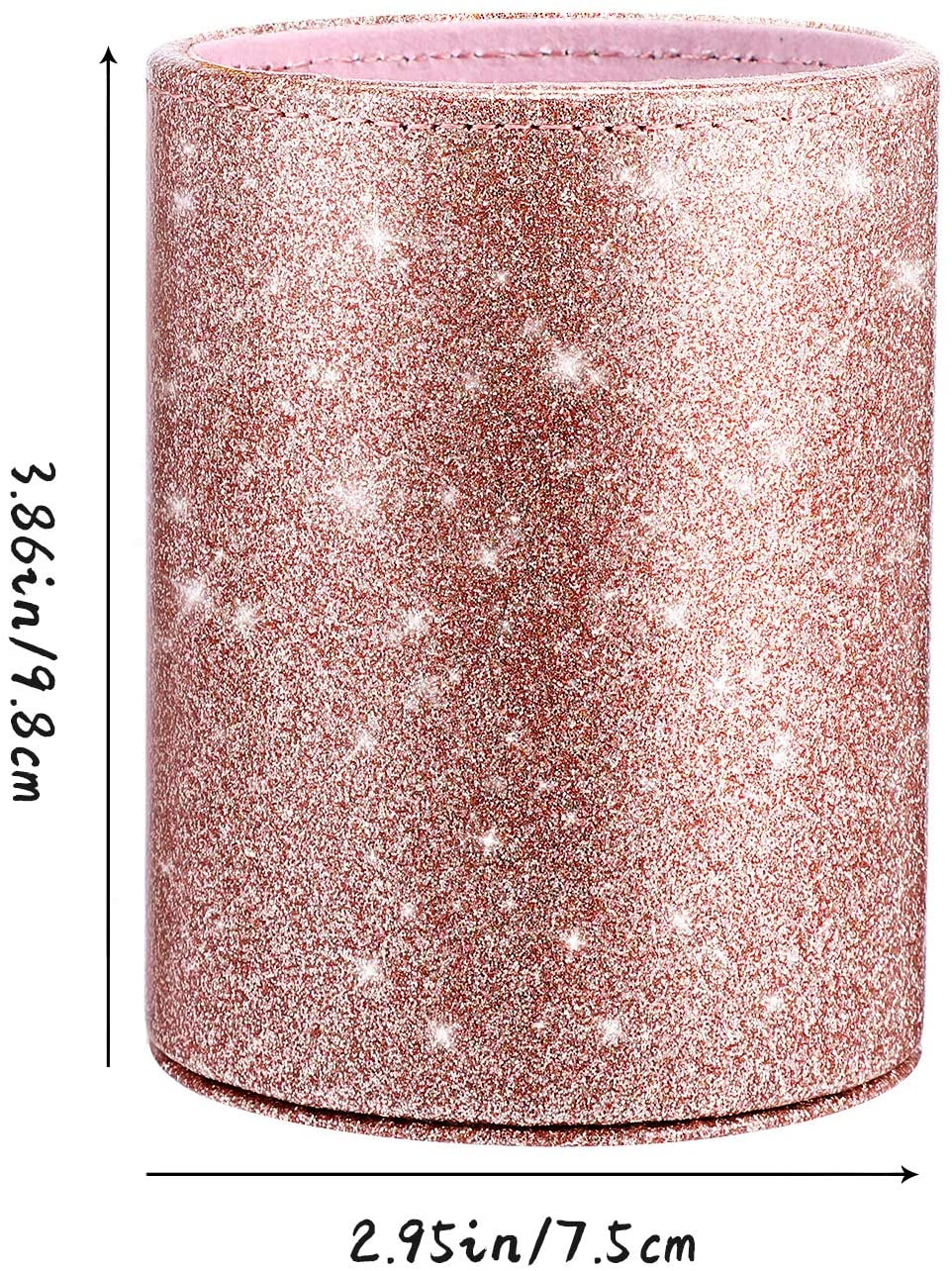 PU Glitter Pen Holder Pencil Cup Rose Gold Shiny for Women Girls Luxury Makeup Brush Holder Pu Leather Organizer Cup Gift for Desk Office Classroom Home - Image 2