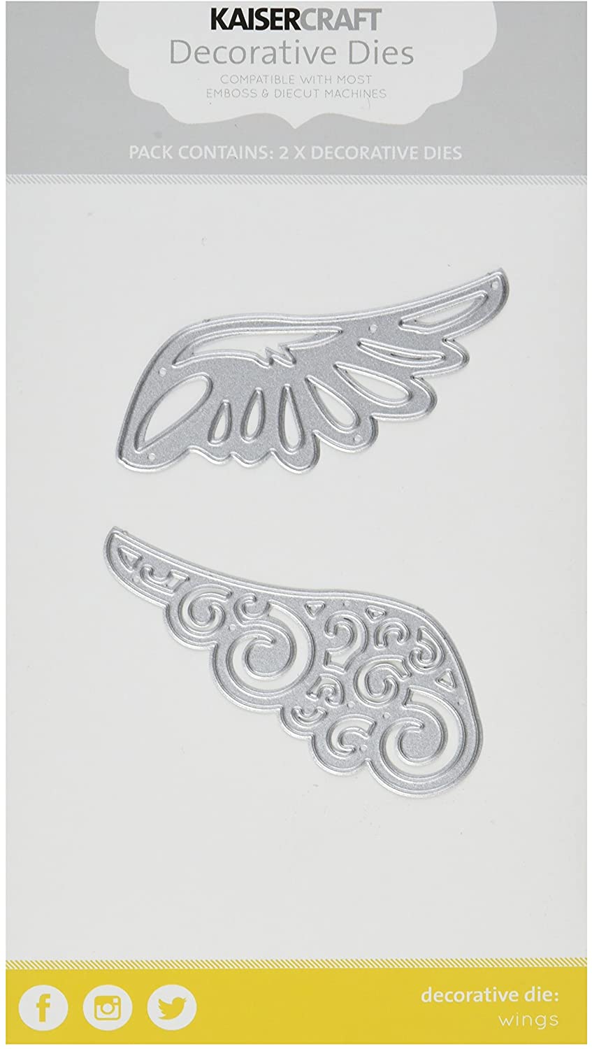 Kaiser Craft "Wings" Decorative Die, Grey, 3.25 by 1.5"