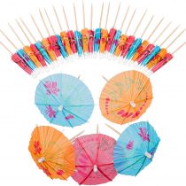 30 Pack of Cocktail Umbrellas, Beach Party Paper Umbrella, Cocktail Drink Decorations, Mixed Colours, Tropical Fruit Toppers