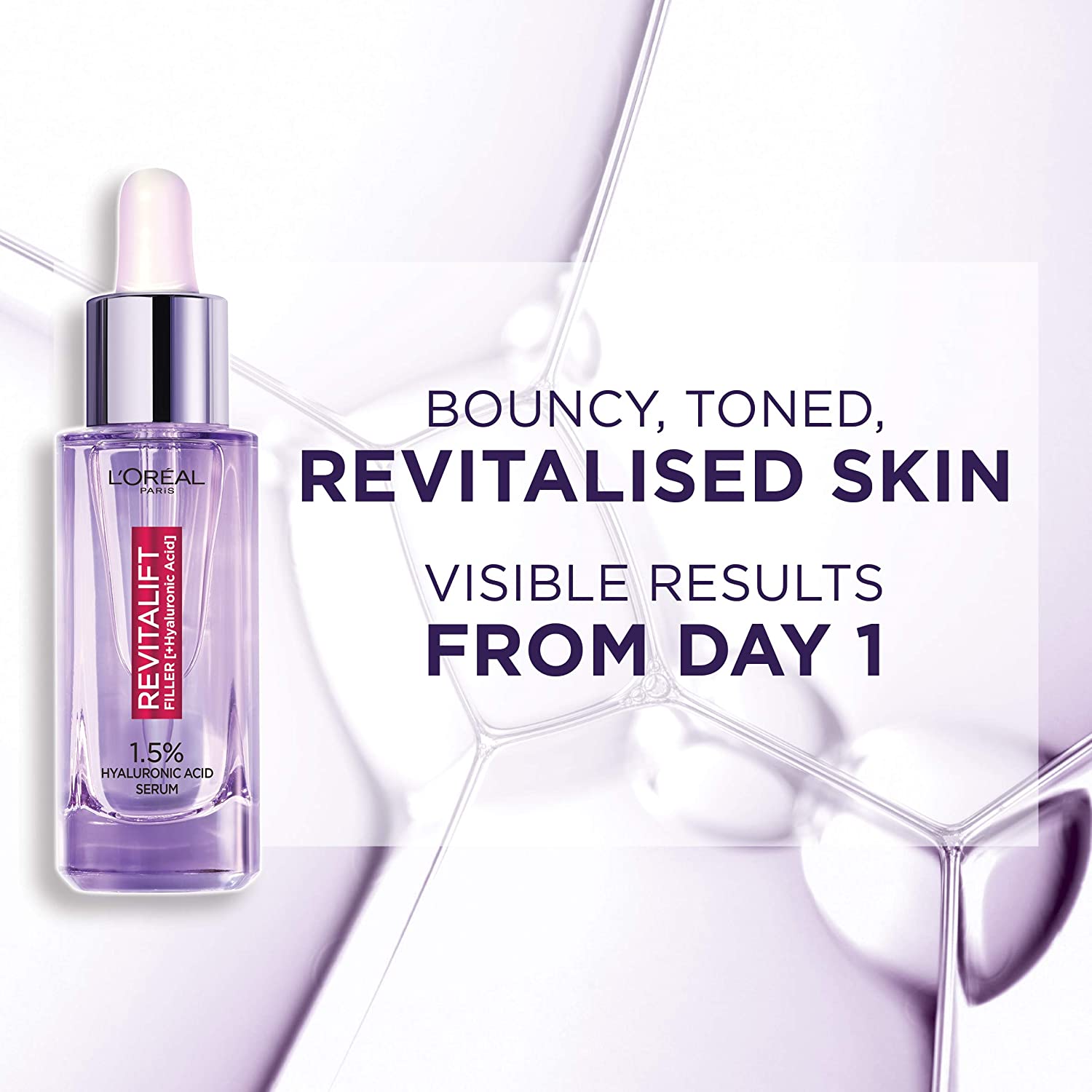 L'Oréal Paris Hyaluronic Acid Serum, Revitalift Filler 1.5% Pure Concentrated HA, Anti-Wrinkle Dropper Serum - Image 4