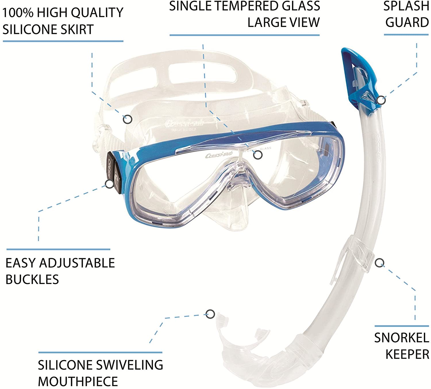 Cressi Mask & Snorkel Set for Adults, Quick-Adjust Buckles & Easy-Fit Snorkel Mask, Scuba-Diving Equipment for Open Water - Image 2