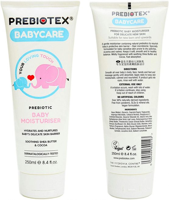 PREBIOTEX Baby Moisturiser｜UK Brand | Daily Care for Baby's Dry Skin｜Big 250ml Size｜Supports & Nurtures Baby's Skin Microbiome｜Gently Moisturises & Protects｜Natural Prebiotics｜Vegan-Society Approved - Image 2