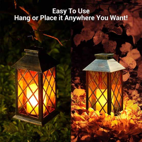 Solar Lanterns Outdoor,OxyLED 1 Pack Flickering Solar Garden Lanterns IP44 Waterproof 600 mAh LED Solar Deco Landscape Lighting for Patio Backyard Pathway(Warm White) - Image 4