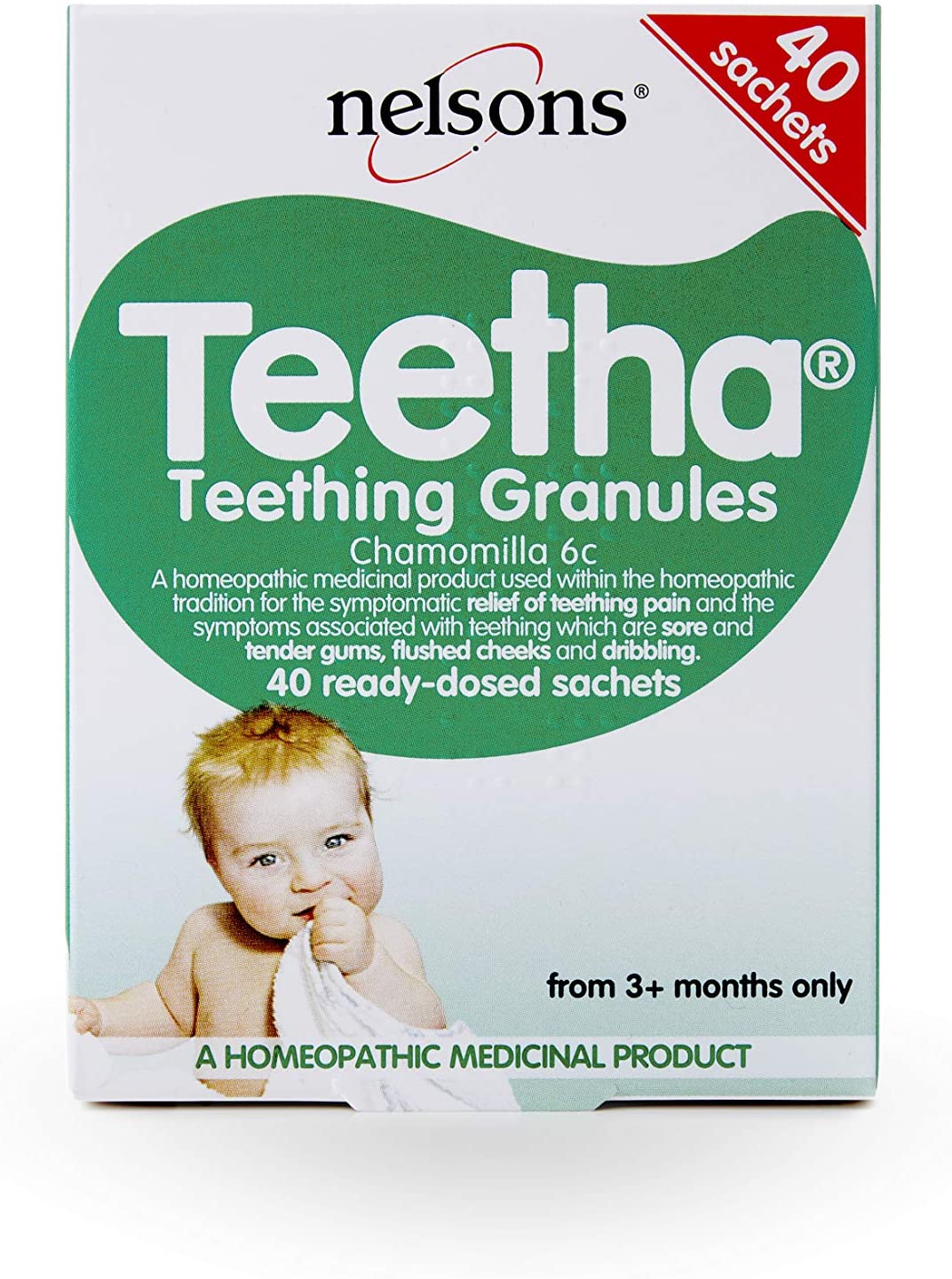 Teetha Baby Teething Granules (40 Sachets) 3+ Months, Homeopathic Relief For Soothing & Calming Teething Symptoms