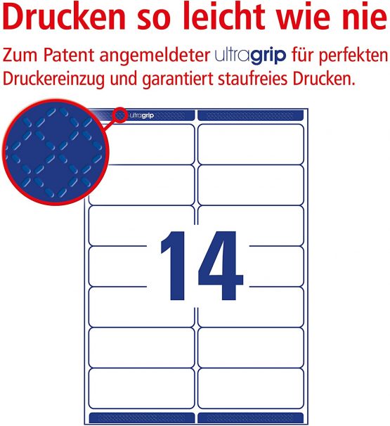 Avery Zweckform L7163-40 Address Labels 40 Sheets / 560 Labels / 99.1 x 38.1 mm White - Image 2