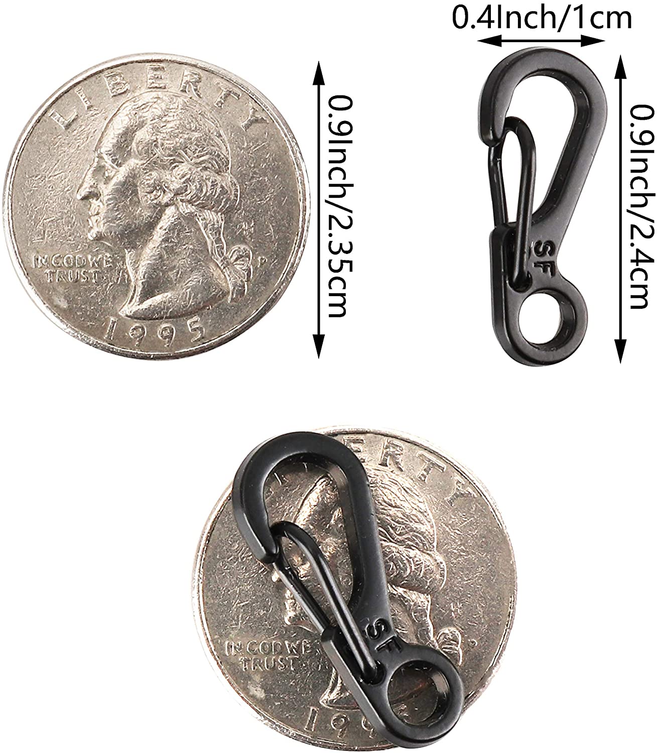 Temlum 2.5 cm Tiny Carabiner Clip, Aluminum Keyring Clips Snap Hook Small Carabiner Clips for Keys Backpack, Fishing, Camping - Image 2