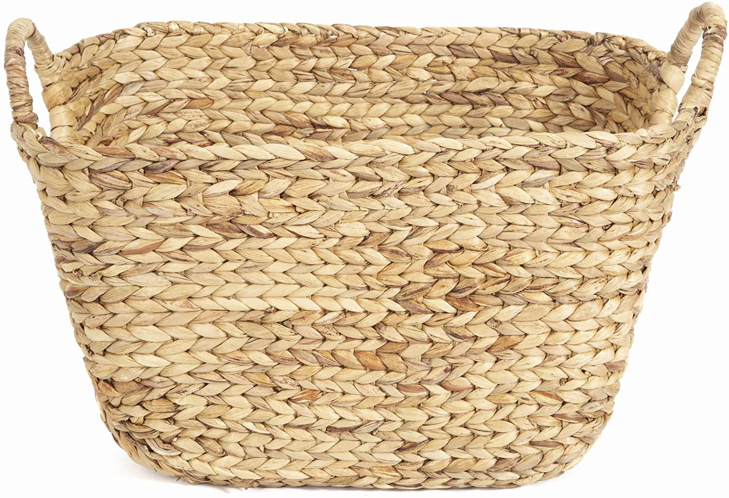 Compactor Hand-Woven Water Hyacinth Storage Basket, Scale Braiding, with Handles, Light Wood, 57 x 33 x H.33 cm, RAN6821, WATERHYACINTH, Natural, XXL - Image 2
