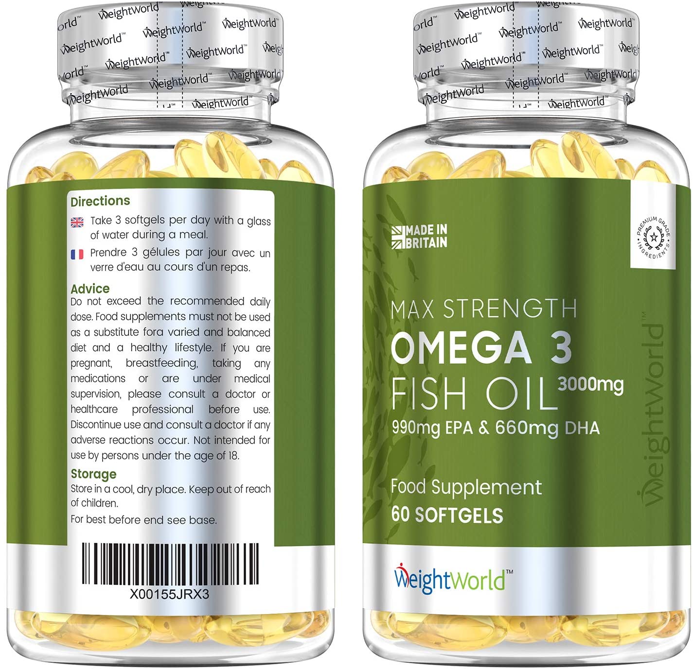 Omega 3 Fish Oil 2000mg High Strength 660mg EPA & 440mg DHA Per