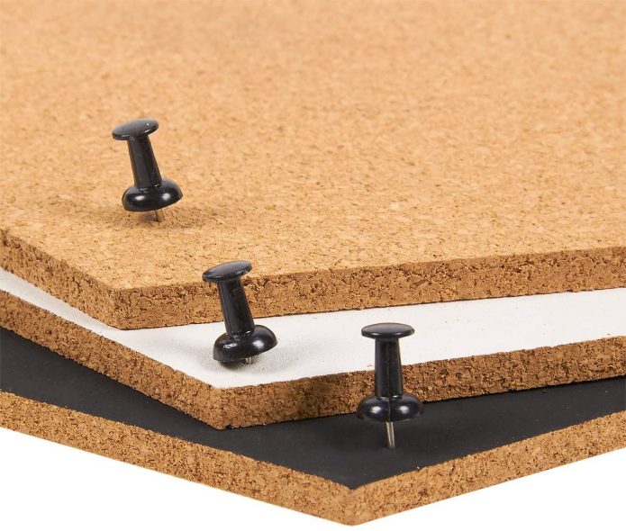 3Pack Cork Bulletin Boards Hexagonal Decorative Tiles in 3 Colors