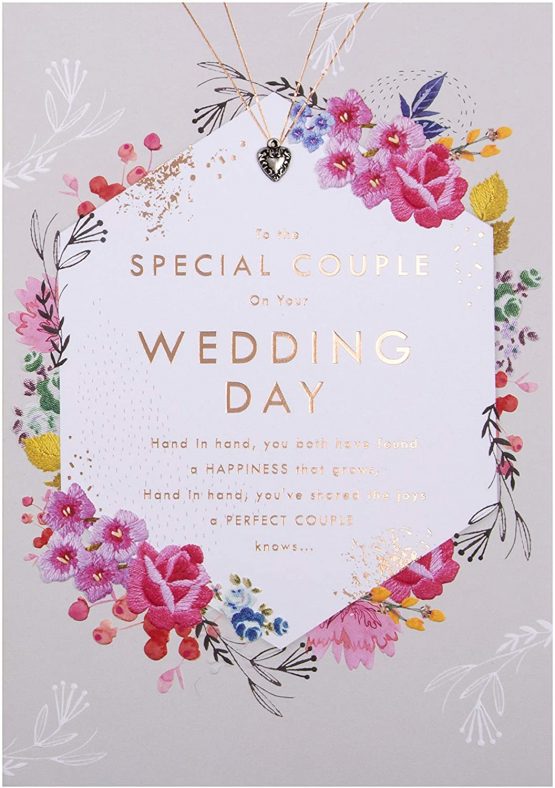 Special Couple Wedding Congratulations Card from Hallmark - Embossed Design with Charm Attachment