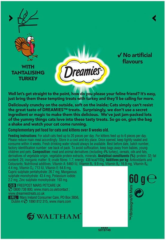 Dreamies Cat Treats, Tasty Snacks with Tempting Turkey, 8 Pouches of 60 g - Image 2