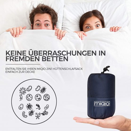 MIQIO 2in1 Cotton Sleeping Bag Liner and Lightweight XL Size Double Travel Bed Sheet - Image 4