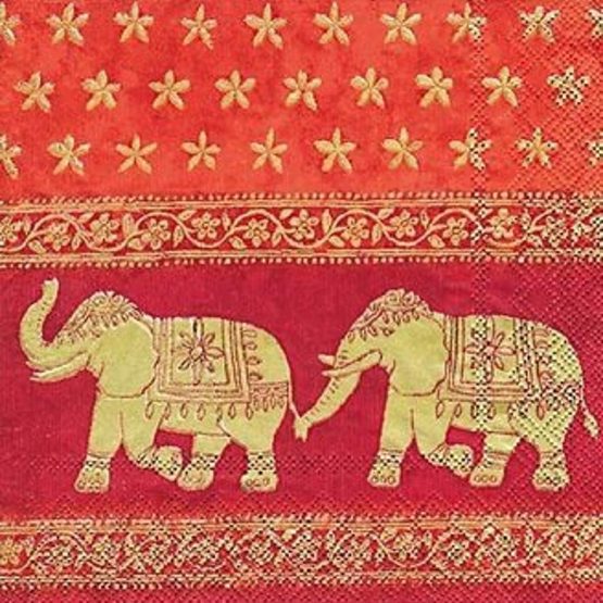 IHR Pack of 20 Napkins/Serviettes - Indian Elephants - 33cm x 33cm - 3ply