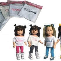 The New York Doll Collection Dolls Solid Printed Cropped Top Set of 5 Inspiration T-Shirts For Fashion Girl Dolls - Fits 18 Inch / 46cm Dolls - Doll Clothing - Doll Accessories