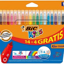 BIC Kids Kid Couleur Felt Tip Colouring Pens - Assorted Colours, Cardboard Wallet of 14+4