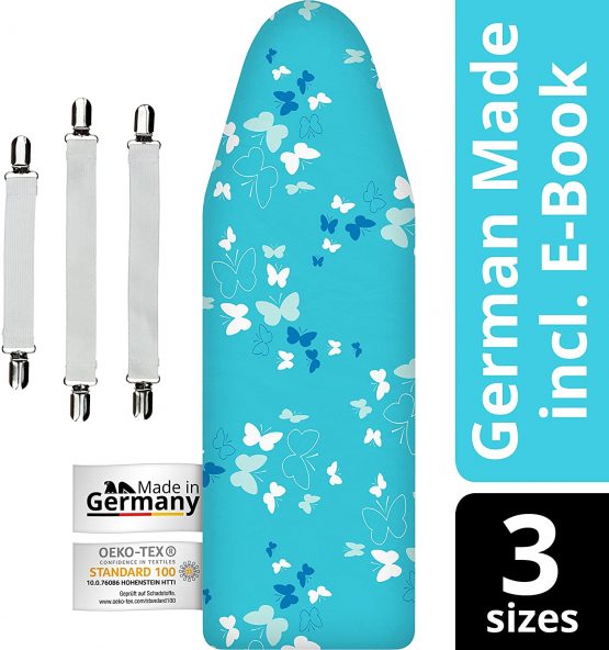 smart&gentle Made in Germany Turbo Ironing Board Covers 110 x 35 in 5 Sizes for Steam Irons - Small Ironing Board Cover with 5 layers, M for Ironing Surface Dimensions 108-115 cm and 30-35 cm