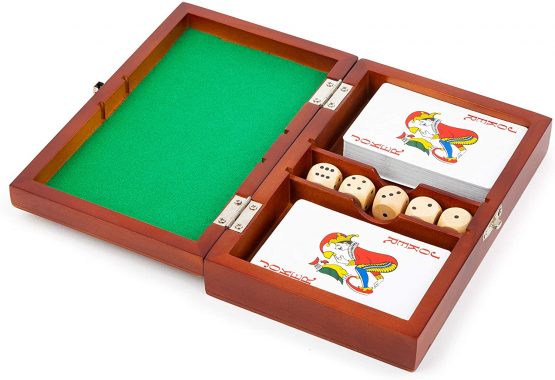 Small Foot 11363, Play Set with 2 Card Games and 5 dice, with Storage Box Toys, Multicolored