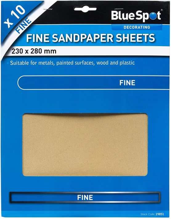 Blue Spot Tools 19851 BlueSpot 10 PCE Fine Sandpapers, Black, 230 x 280 mm