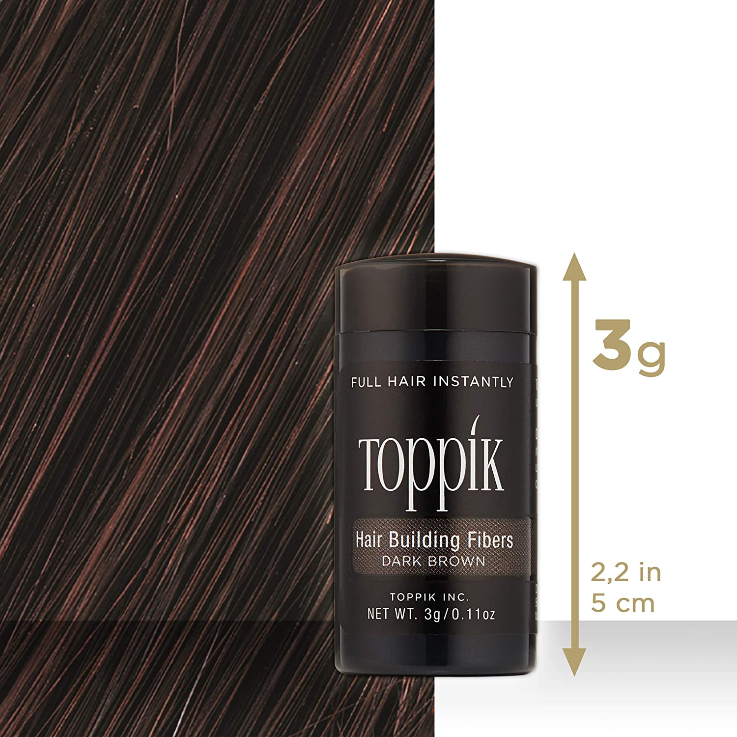 Toppik Hair Building Fibres Powder, Dark Brown, 3g Bottle, for A Thicker-looking Hairline, Crown and Beard - Image 2