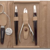 Nippes Solingen Nippes Premium Line Manicure Set 7 Pieces Real Cowhide Leather Case with Press Stud Beige
