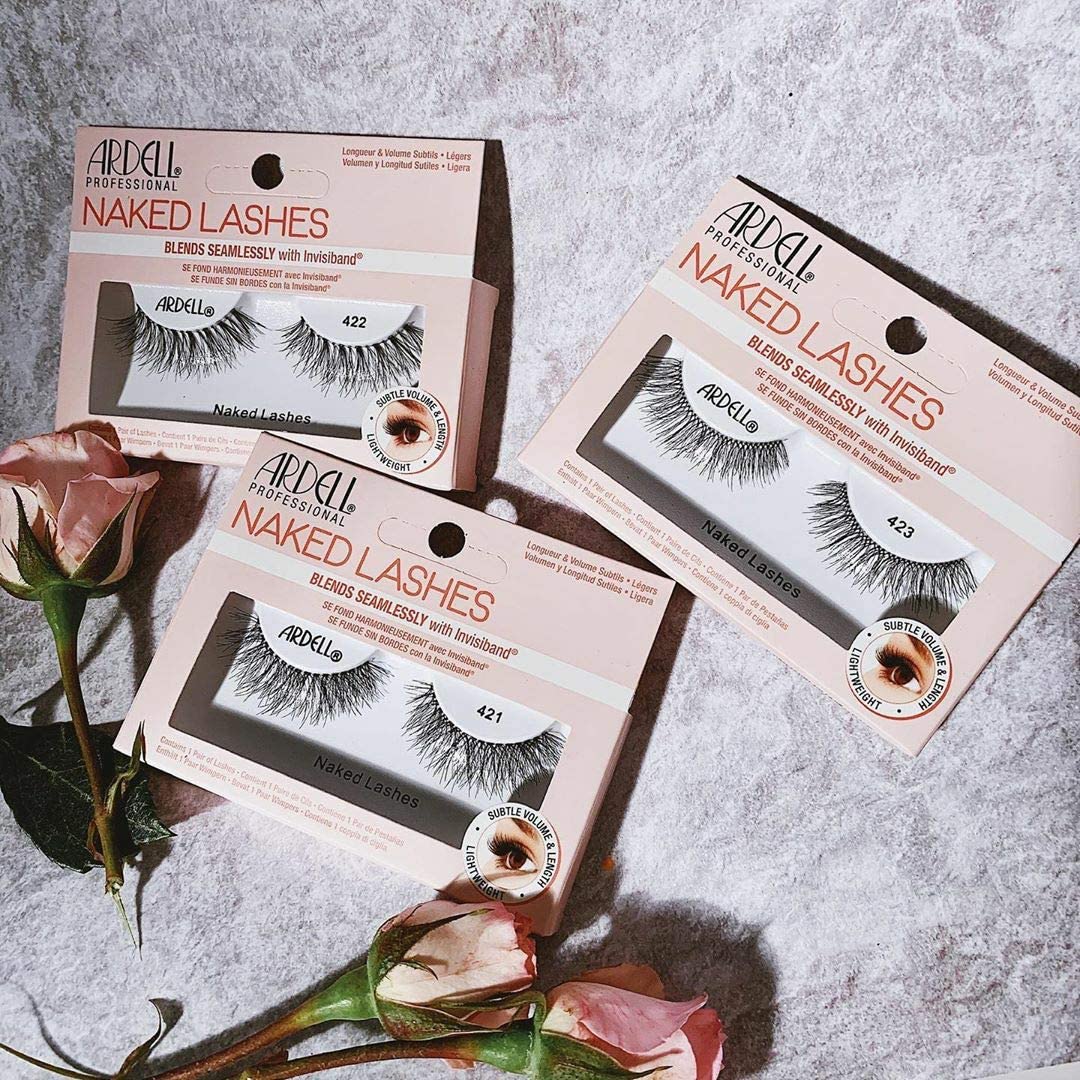 Ardell False Eyelashes Naked 422 Black Natural Enhances Natural Lashes Subtle Volume And Length Super Soft Comfortable Invisiband Mid-Length Vegan-Friendly Cruelty-Free Eyelashes - Image 4