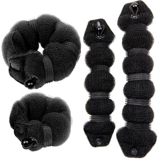 CareforYou Beauty Buns Magic Hair Styling Styler Twist Ring Former Shaper Doughnut Donut Chignon Bun Maker Clip Hair Curler Accessory Small and Large (Black) - Image 4