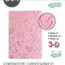 Sizzix 3D Textured Impressions Embossing Folder 663628 Hearts by Courtney Chilson, Paper, Hello Sunshine, One Size