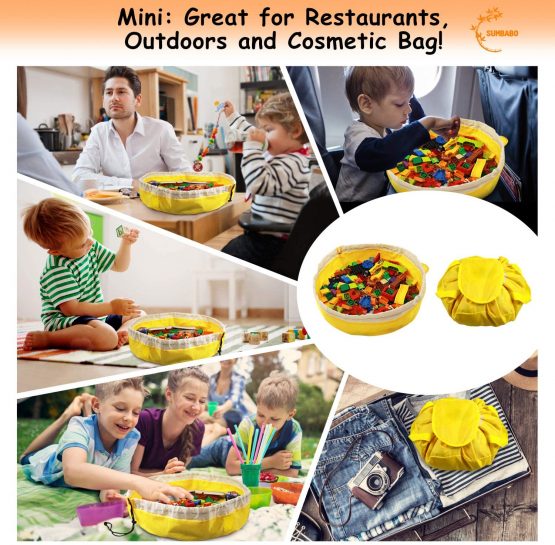 SUMBABO Toy Bag Storage Mat - Play Mat Bag and Toy Organizer Storage Bag by Drawstring for Children - Block Storage Container for Kid Storing Bricks with Cap Like Travel Bag as Gift 2Pcs=1Big+1Mini - Image 3