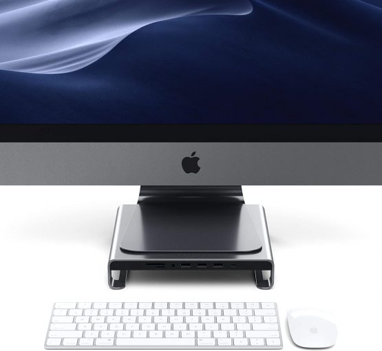 Satechi Type-C Aluminum Monitor Stand Hub with USB-C Data, USB 3.0, Micro/SD Card Slots & 3.5mm Headphone Jack - Compatible with 2020-2015 iMac, iMac Pro and more - Image 2