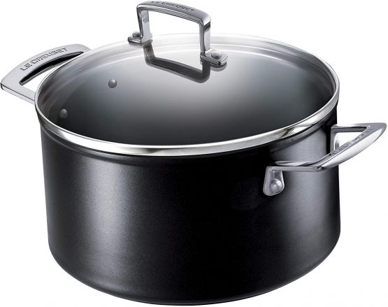 Le Creuset Toughened Non-Stick Deep Casserole Pot with Glass Lid, 18 cm, Black, 962006180
