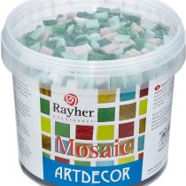 RAYHER Mosaic Tiles Bucket for Arts and Crafts, Glass, Green Shades, 1x1 cm, 1 kg, 1300-Piece