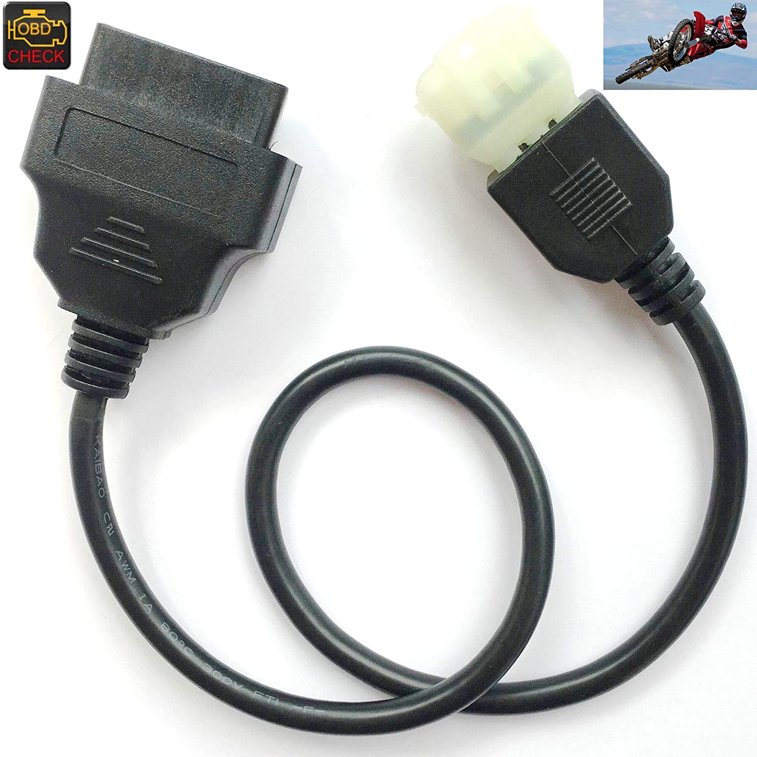 OBD 6Pin Diagnostic Adapter for Motorcycle, black