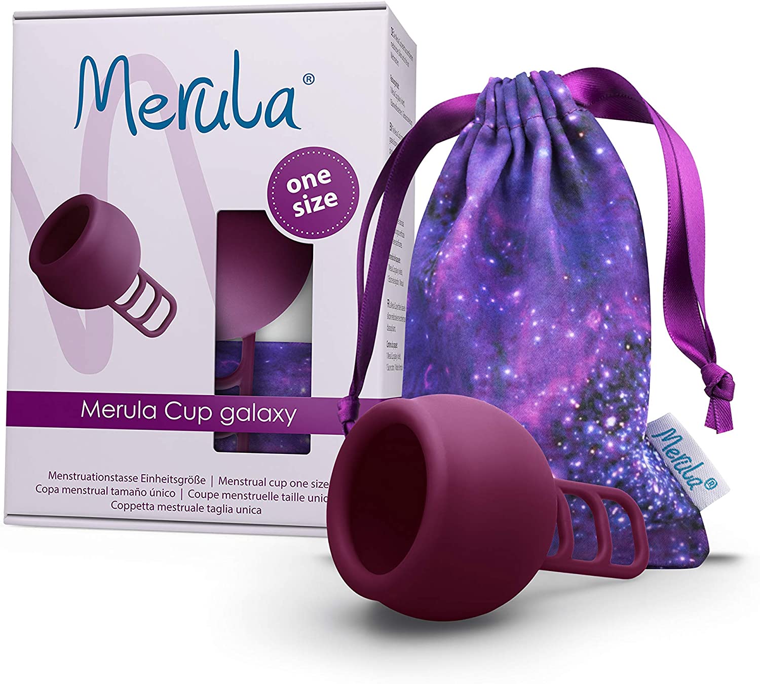 Merula Cup Galaxy (Violet) - One Size Menstrual Cup Made of Medical Silicone, 10 g, Purple