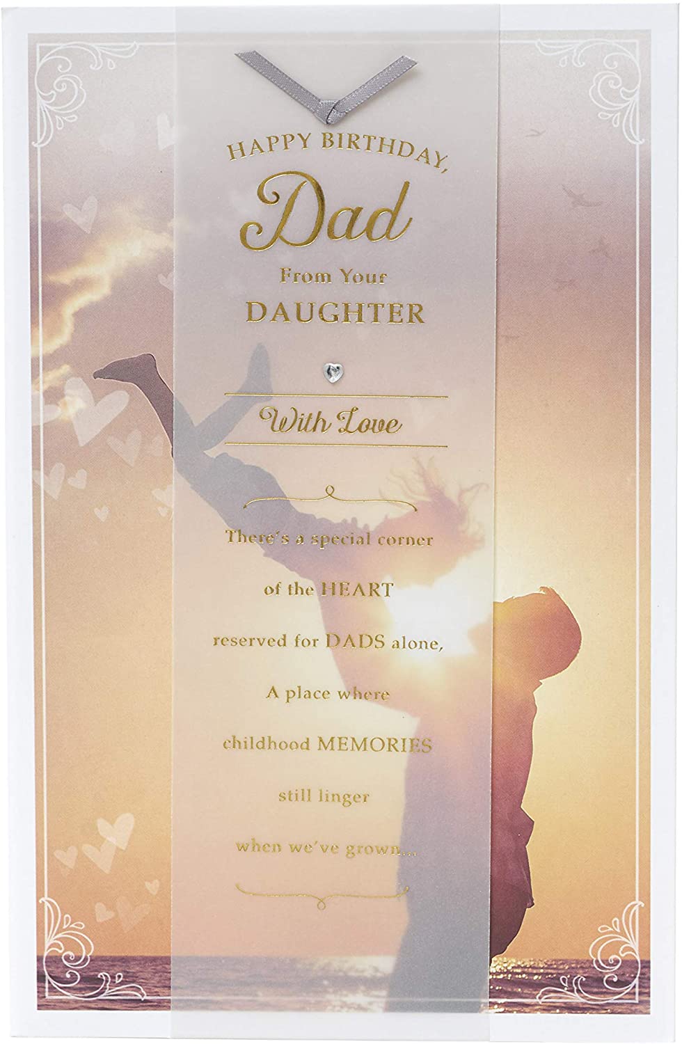 UK Greetings Dad from Daughter Birthday Card, Dad Birthday Card, Sentimental Message Inside, white|grey|brown|beige