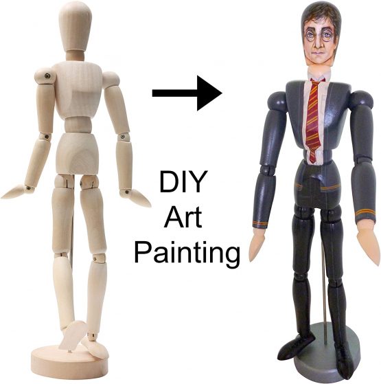 Kurtzy 30.5cm/12 inch Wooden Male & Female Human Body Drawing Mannequins with Stand (2 Pack) - Flexible Joints Artist Manikin Wood Model - Articulated Art Figures for Sketching & Painting - Home Decor - Image 3