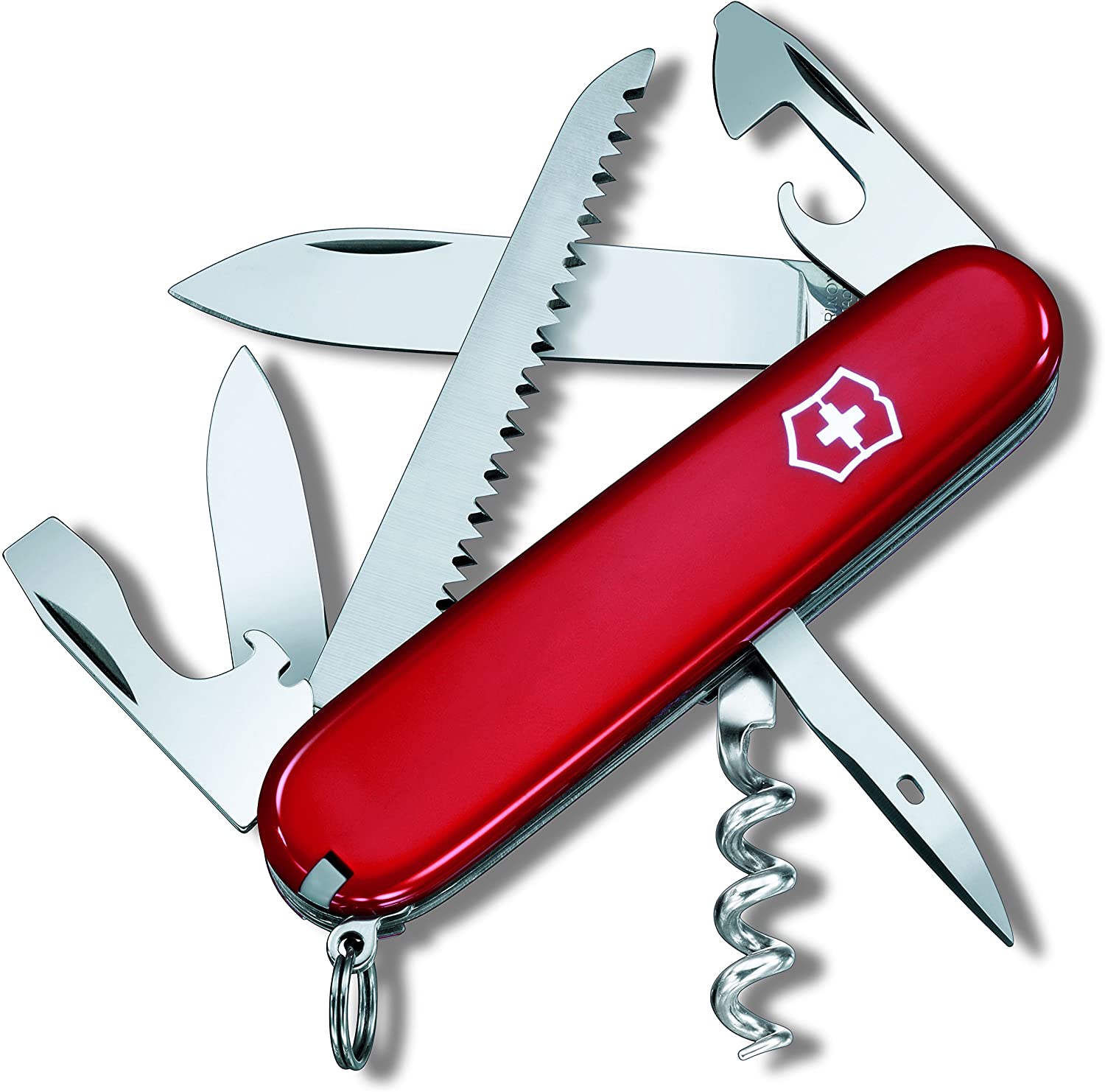 Victorinox Camper Swiss Army Knife, Medium, Multi Tool, Camping Knife, 13 Functions, Blade, Bottle Opener, Red, 91 mm, Blister