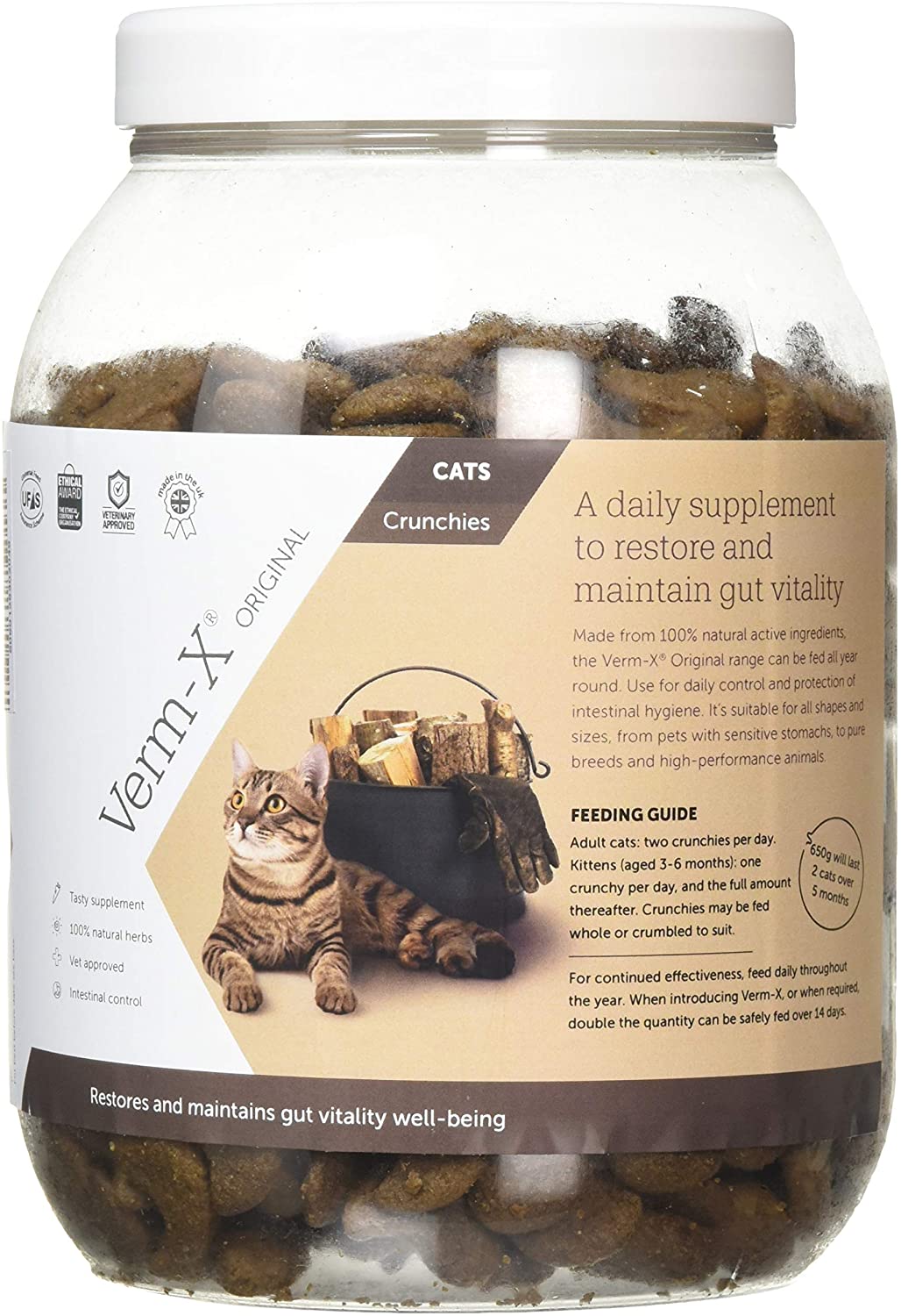 Verm-X All Natural Treats for Cats. Supports Intestinal Hygiene. Vet Approved. UFAS Assured. Restores and Maintains Gut Vitality. Wormwood Free Recipe