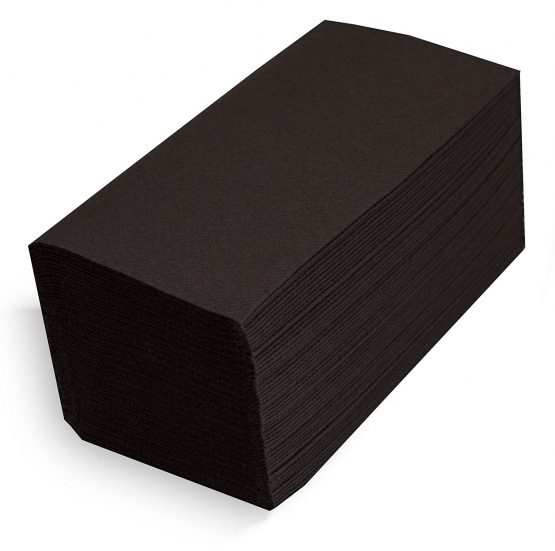 MORIGAMI SER41008051 Napkin 40 x 40, Airlaid 1/8 Fold, 50 Napkins, Black