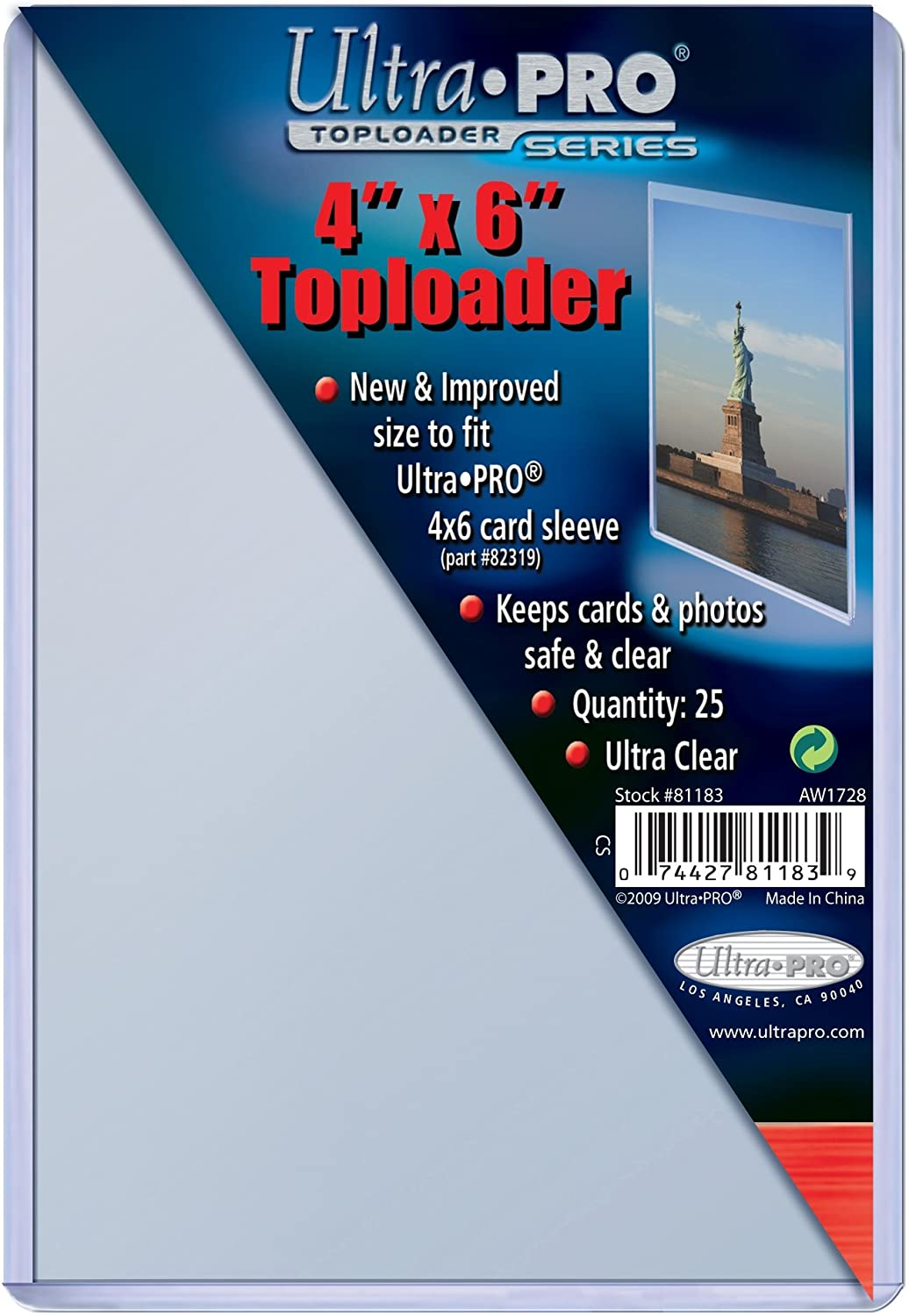 Ultra Pro 4" X 6" Toploader 25ct, Transparent