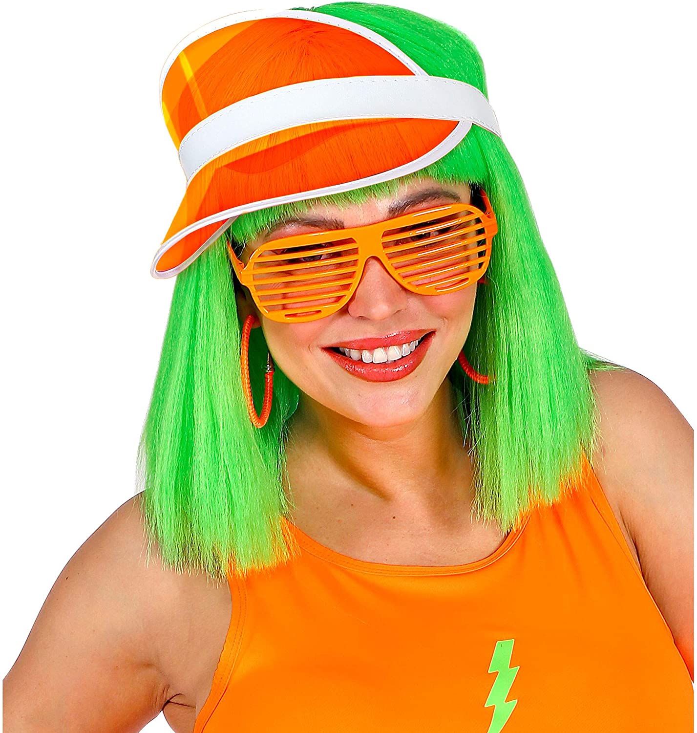 Widmann 01469-80s Style Sun Visor, Unisex Adult, Hat, Disco, Pride, Carnival, Theme Parties, One Size, Orange Color - Image 3