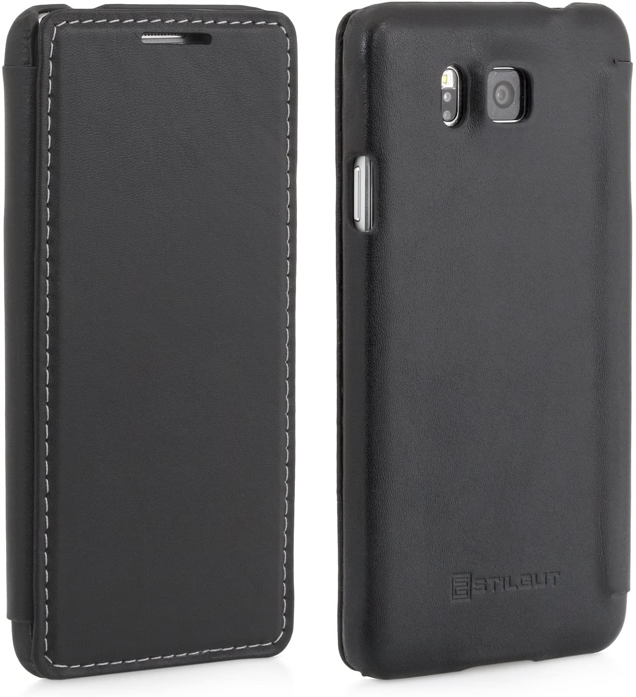 StilGut® Book Type, Leather Case for Samsung Galaxy Alpha Black Nappa without Clip - Image 3