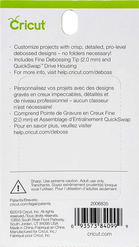 Cricut Fine Debossing Tip + QuickSwap Housing, Multicolour, Blade - Image 3