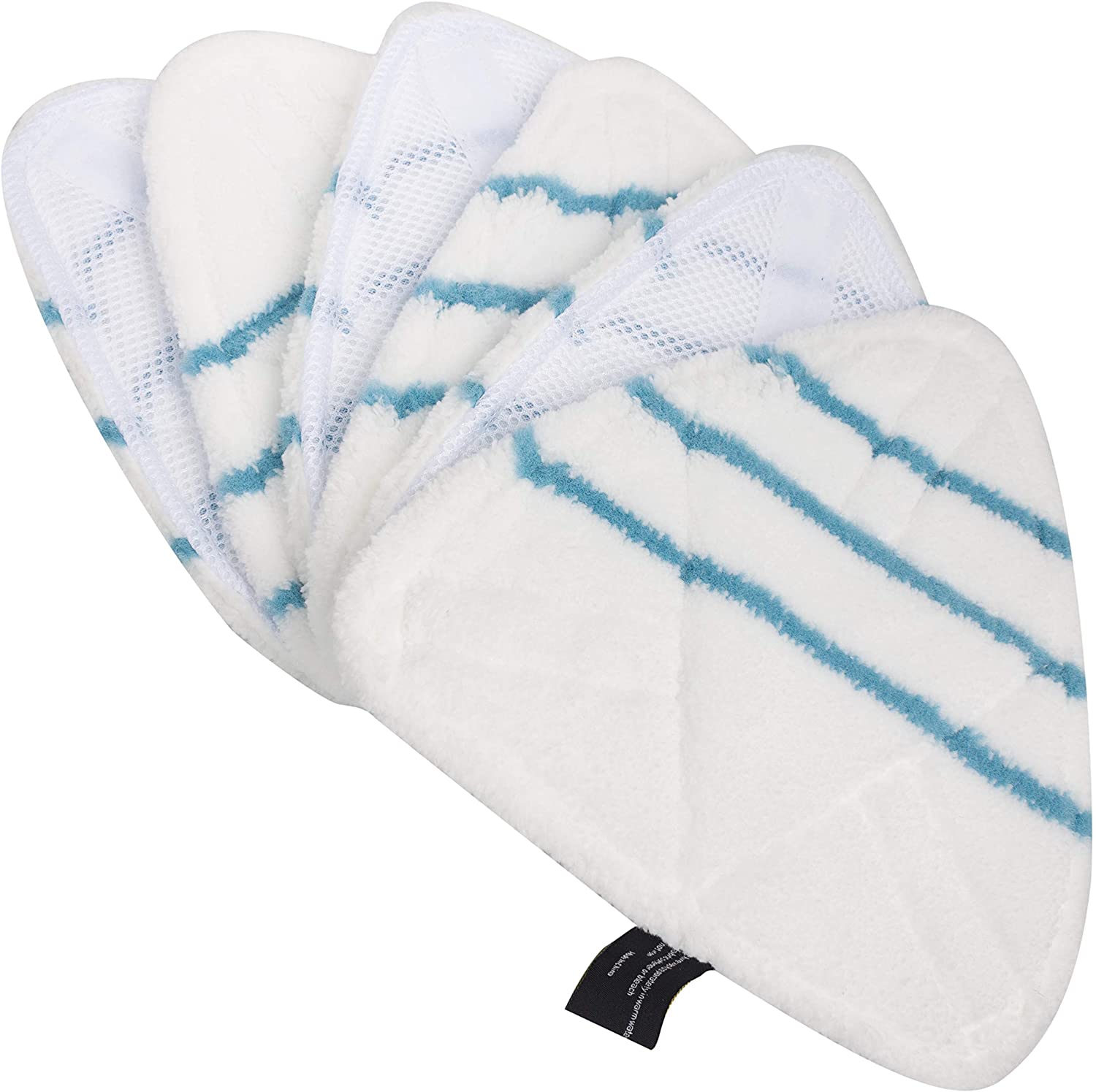 LTWHOME Design Blue Stripes Microfibre Replacement Pads Fit for Holme Steam Mop HSM2001 (Pack of 6), Blue Stripes Pads