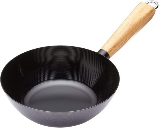 KitchenCraft World of Flavours 20 cm Non Stick Wok for Induction Hob, Suitable for All Heat Sources, Carbon Steel, Small