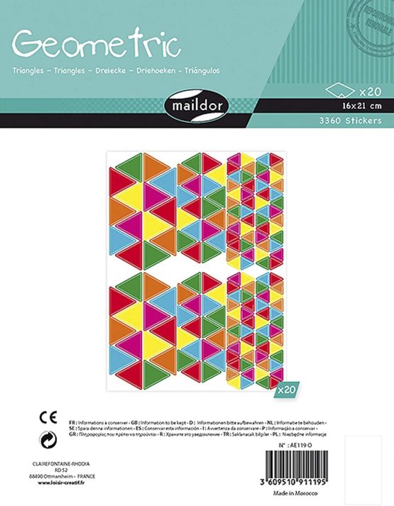 Maildor Geometric Stickers - Triangles, Pack of 20 Sheets