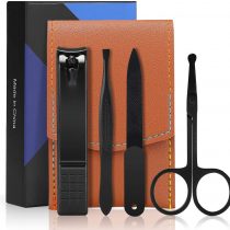 Manicure Set Men Travel Nail Clipper Kit - Mini Luxury Manicure 4 in 2 Manicure & 1 Nose Hair Scissors Stainless Steel Professional Pedicure Set Travel Nail Grooming Kit Gift for Men Lovers Parents