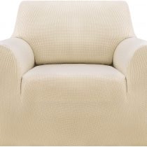 Deconovo Christmas Decorations Full Coverage Sofa Covers 2-Piece Fitted Spandex Sofa Furniture Protector Slipcover Jacquard Stretch Anti-wrinkle Slip Resistant Couch Cover(Chair, Red)
