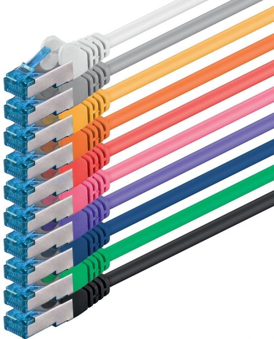 1aTTack 0.5m - CAT6a - network cable green - 10 pieces CAT 6 A patch cable 10000 Mbit s SFTP PIMF 500 MHz compatible with CAT5 CAT6 CAT7 CAT8 DSL Internet Switch Router
