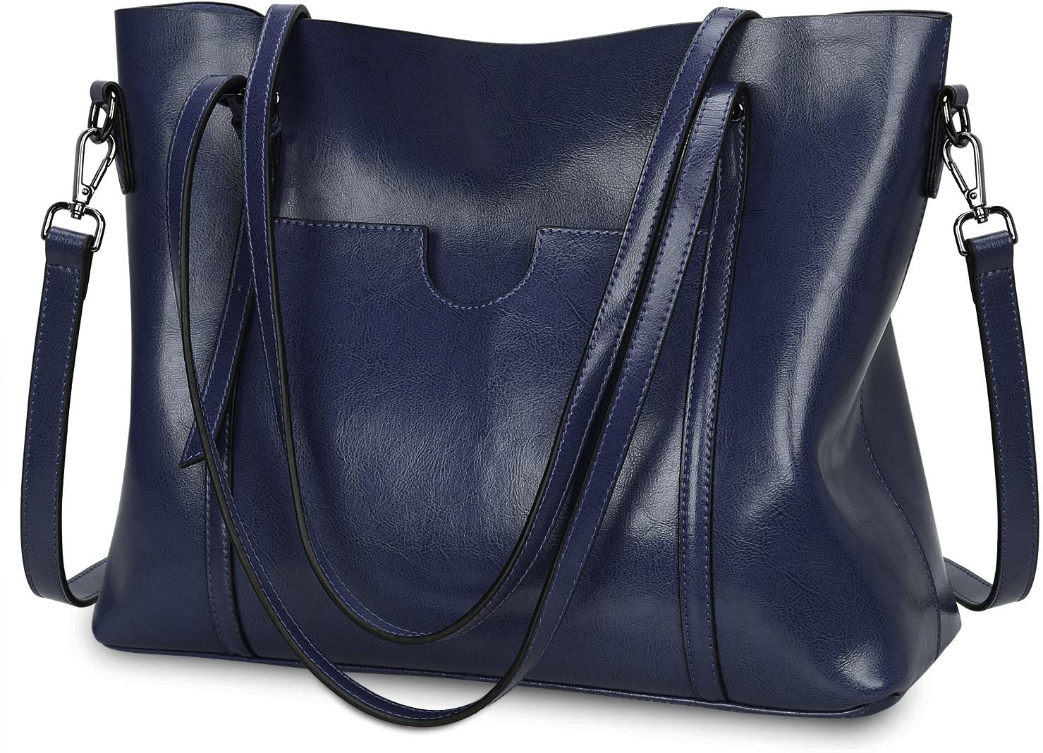S-ZONE Women's Vintage 3-Way Genuine Leather Tote Shoulder Bag Handbag Fashion Handbag Messenger Bag ( Royal blue)(Size: L)