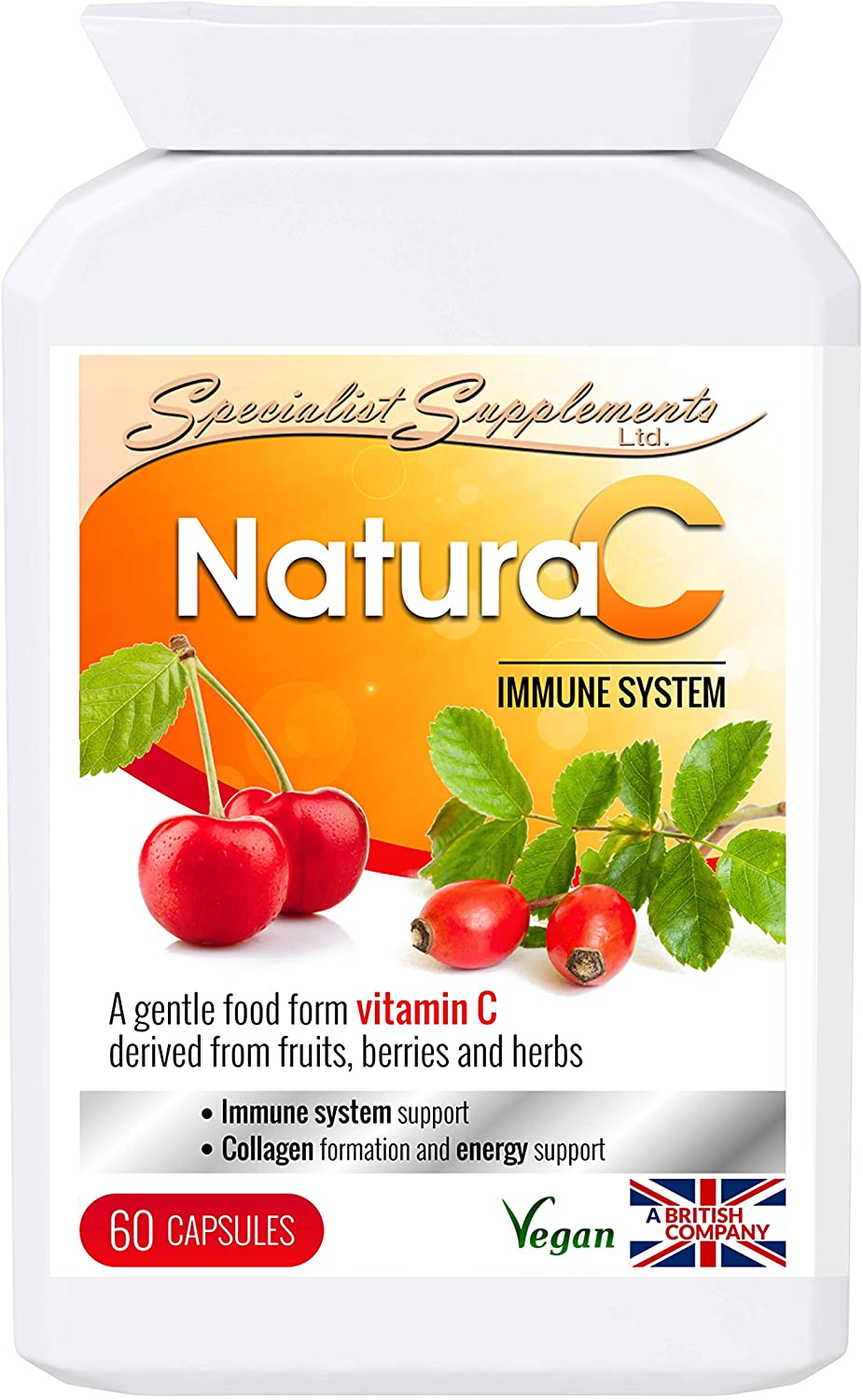 Specialist Supplements NaturaC Food Form Vitamin C 60 Capsules, Herbal, 60 count (Pack of 1)